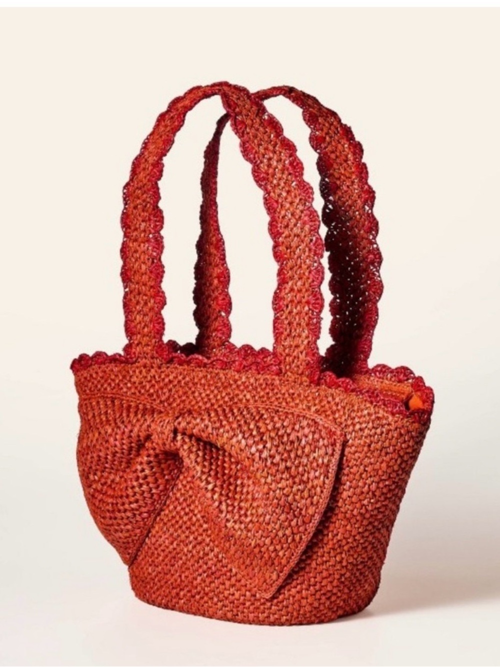 Kate Spade Red Woven Bow-Front Tote - Picture 2 of 9